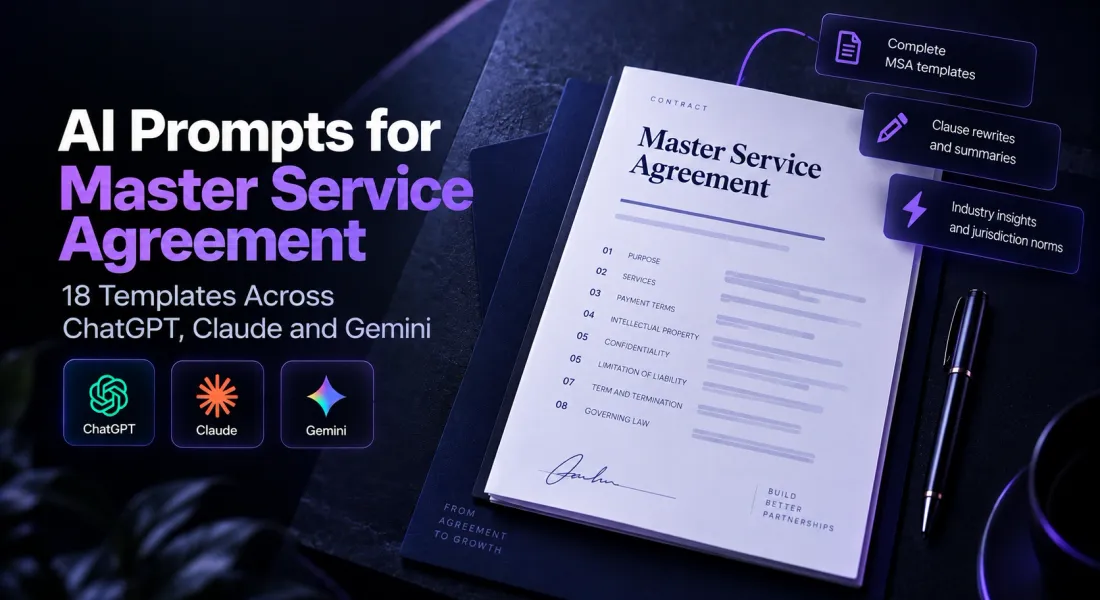 AI Prompts for Master Service Agreement: 18 Templates Across ChatGPT, Claude And Gemini