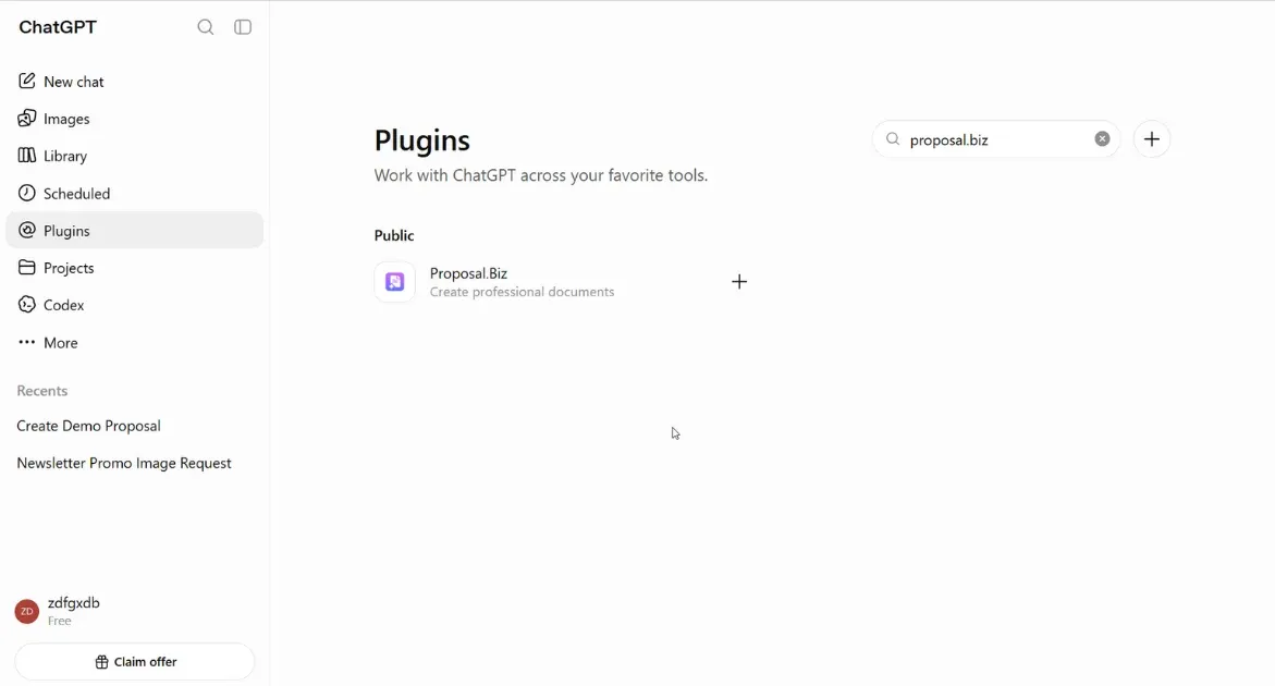 Search for the Proposal.biz Plugin