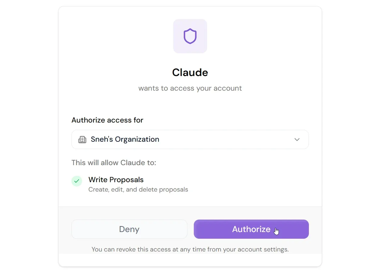 Authorise Your Proposal.biz Account