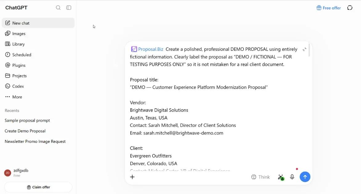 Ask ChatGPT to Create Your Proposal