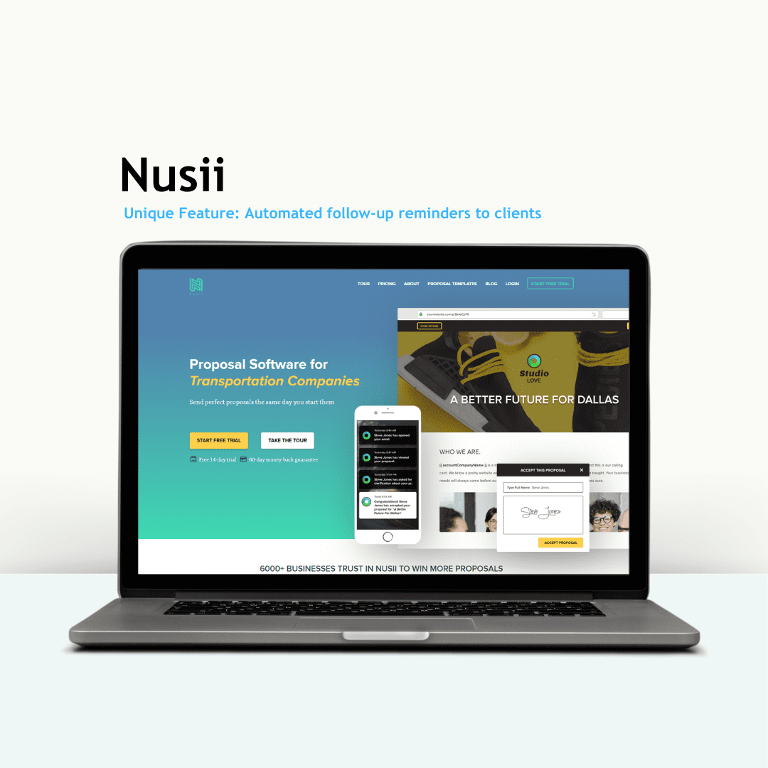 Nusii proposal software dashboard